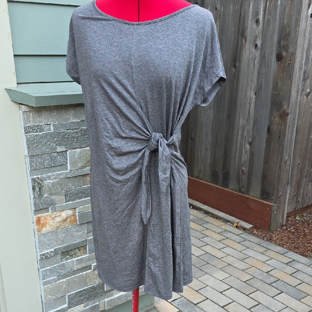 Gray Knotted T-Shirt Dress